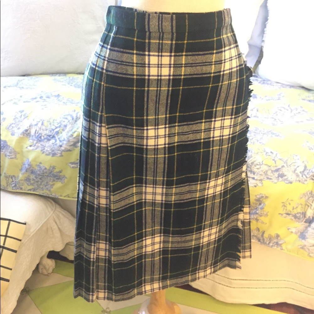 L.L. Bean tartan pleated wool skirt, size 12